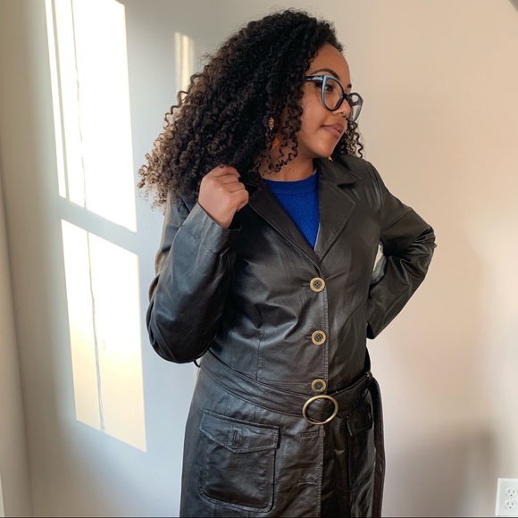 100% Genuine Leather Trench Coat - Picture 3 of 4